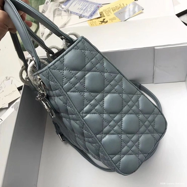 Cheap Cannage Bag Lambskin Silver Medium Blue Lady Dior Sky 0720 Luxury